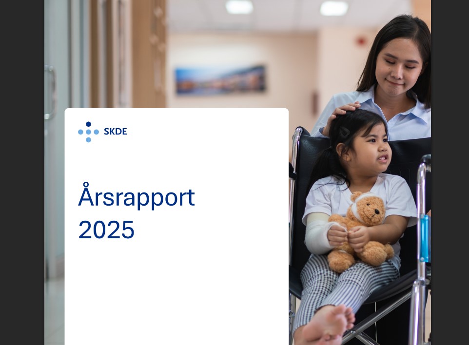 Forside  av en rapport med bilde av en kvinne som triller et barn i rullestol