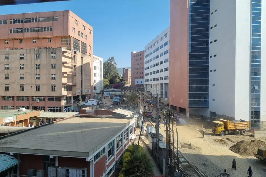 En by med høye bygninger