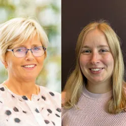 Et par kvinner som smiler